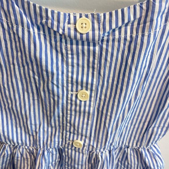 Crewcuts Girls Blue Striped Sundress Size 10 Button Front Pockets Smocked Waist - Picture 9 of 11